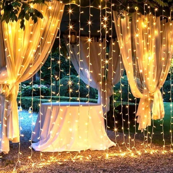 Bomclap 3×1/3×2/3×3M IP65 Vattentät Ljusslinga utomhus 100 /200/300LED-Lampor – Dimmbar, med fjärrstyrning. Utebelysning för Terrass och Fest