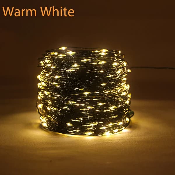 LED-ljusslingor, 100 meter lång, grön tråd, Varmvit, 120M 1200LED-lampor