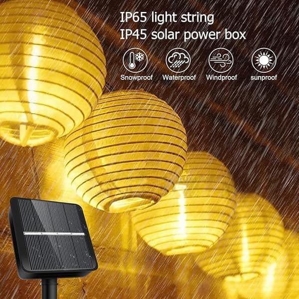 OBOSOE 6,5 m lyhty, aurinkoenergialla toimivat ulkovalonauhat, 30 LED-lyhty, IP65 vedenpitävä terassille ja juhliin, himmennettävä