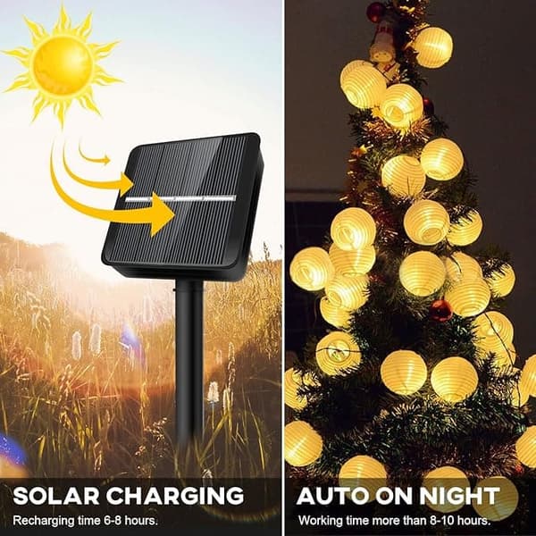 OBOSOE 6,5 m lyhty, aurinkoenergialla toimivat ulkovalonauhat, 30 LED-lyhty, IP65 vedenpitävä terassille ja juhliin, himmennettävä