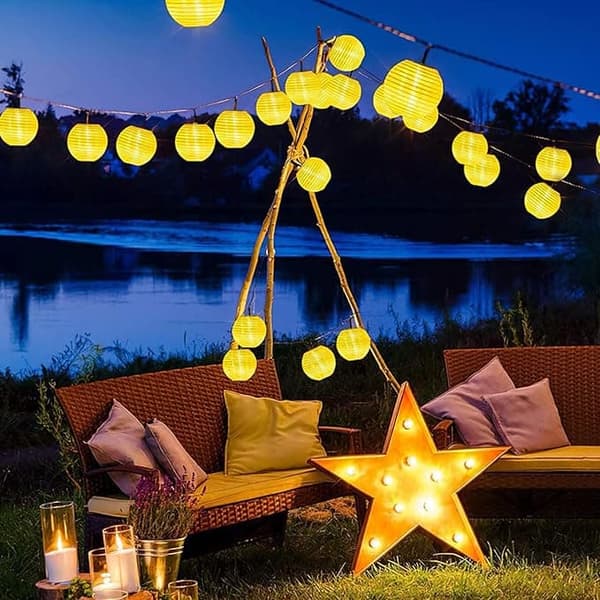 OBOSOE 6,5 m lyhty, aurinkoenergialla toimivat ulkovalonauhat, 30 LED-lyhty, IP65 vedenpitävä terassille ja juhliin, himmennettävä