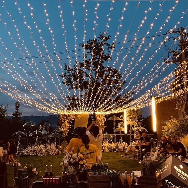 OBOSOE Udendørs String Light 5m/10m - Flimrende S14 LED lys, IP65 Vandtæt Dekorativ Belysning til Have, Jul, Halloween, Cafe og Patio