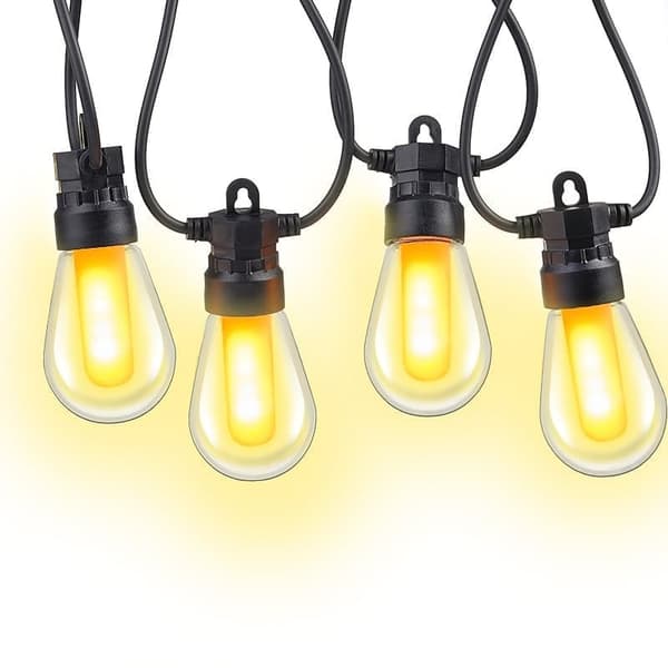 OBOSOE Udendørs String Light 5m/10m - Flimrende S14 LED lys, IP65 Vandtæt Dekorativ Belysning til Have, Jul, Halloween, Cafe og Patio