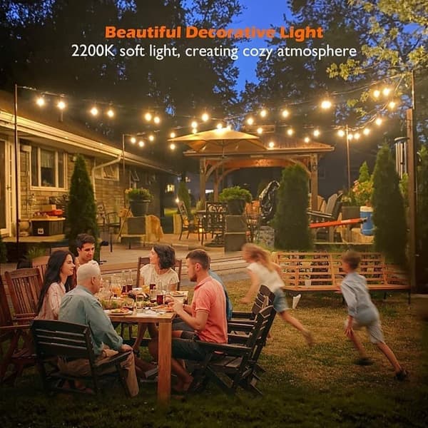 OBOSOE Udendørs String Light 5m/10m - Flimrende S14 LED lys, IP65 Vandtæt Dekorativ Belysning til Have, Jul, Halloween, Cafe og Patio