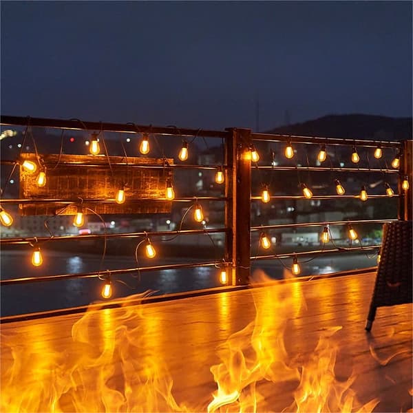 OBOSOE Udendørs String Light 5m/10m - Flimrende S14 LED lys, IP65 Vandtæt Dekorativ Belysning til Have, Jul, Halloween, Cafe og Patio