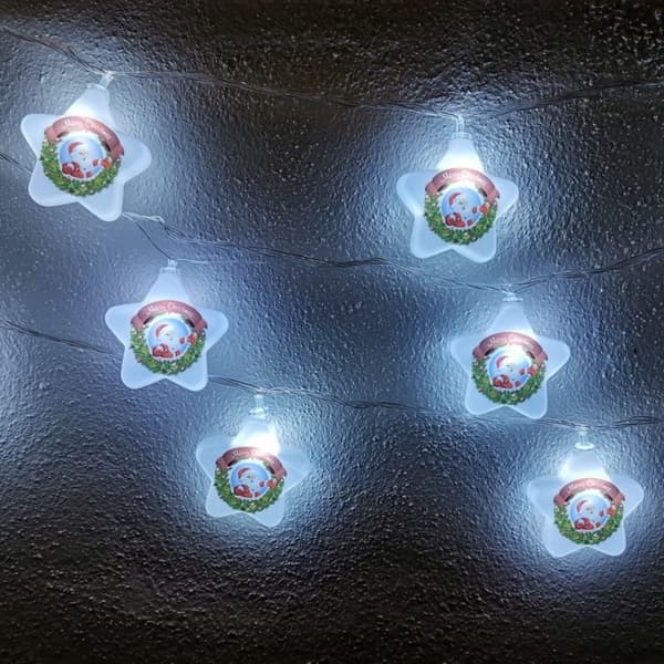 LED-ljuskedja Jultomtestjärnor 20 st. med text (4 meter)