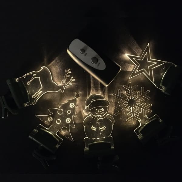 Trådlösa LED-motiv till granen eller fönstret - inkl. fjärrkontroll