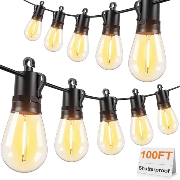 OBOSOE 15/30m udendørs lyskæde med 16/32 S14 LED pærer, IP65 vandtæt, til have, terrasse, cafe 30m(30+2lampor)