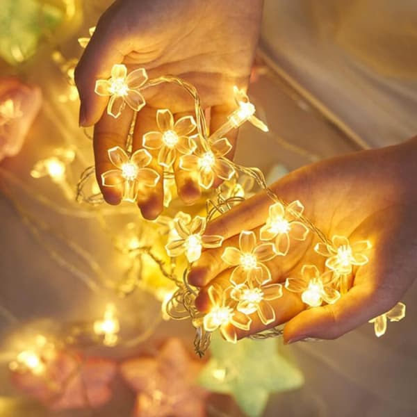 LED-ljusslinga 2 meter m/30 Blommor - Soldriven -