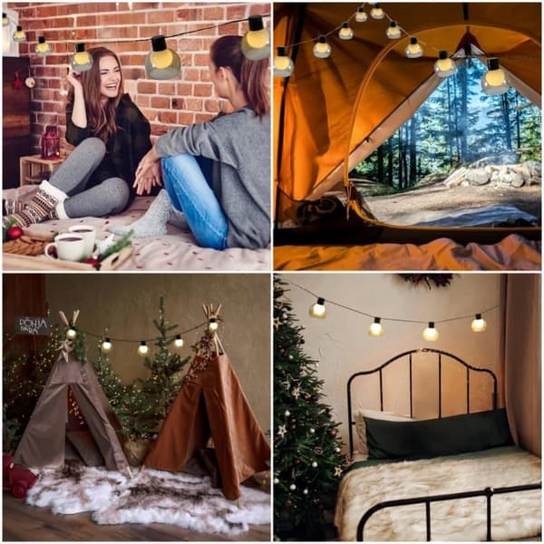 OBOSOE Ljusslinga med 40 LED, 10M Vattentät Dekorationsslinga för Inomhus/Utomhus, Varmvit Lampa