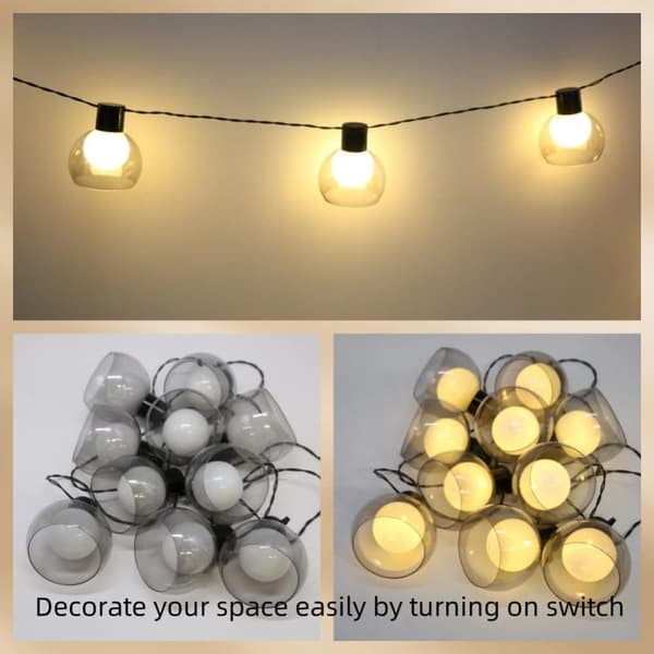 OBOSOE Ljusslinga med 40 LED, 10M Vattentät Dekorationsslinga för Inomhus/Utomhus, Varmvit Lampa