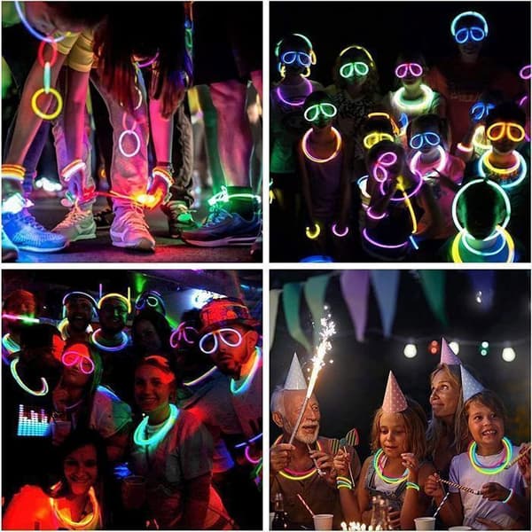 "Fluorescerande Armband - 200 Fluostavar &amp; 230 Kopplingar Gör - Kan användas för att tillverka halsband, hårband, glasögon"