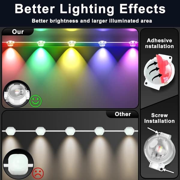 obosoe 15/30/45/60/90/150m rgb udendørs lysstreng, vandtæt smart loftslampe med app / fjernbetjening til hus og jul