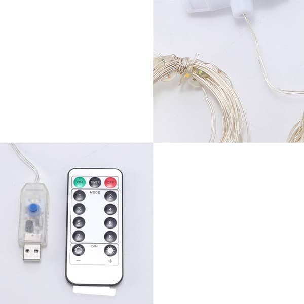 OBOSOE USB-drivna gardinljus LED – 8 lägen, solcellsladdning, vattentäta festljus