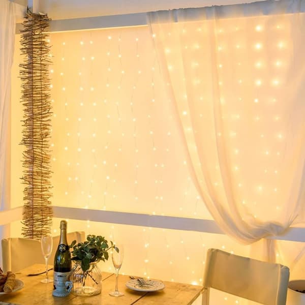 OBOSOE USB-drivna gardinljus LED – 8 lägen, solcellsladdning, vattentäta festljus