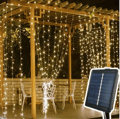 Miniatyrbild 1 av 7: OBOSOE USB-drivna gardinljus LED – 8 lägen, solcellsladdning, vattentäta festljus