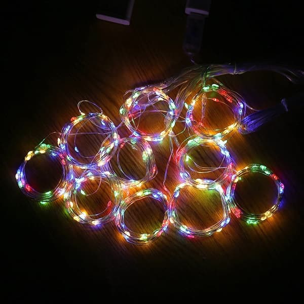 OBOSOE USB-drivna gardinljus LED – 8 lägen, solcellsladdning, vattentäta festljus