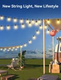 Miniatyrbillede 7 af 7: 30m solcelle streng lys udendørs, 30 + 2 S14 LED lys, IP65 vandtæt med 3 lysstyrketilstande til have og fest