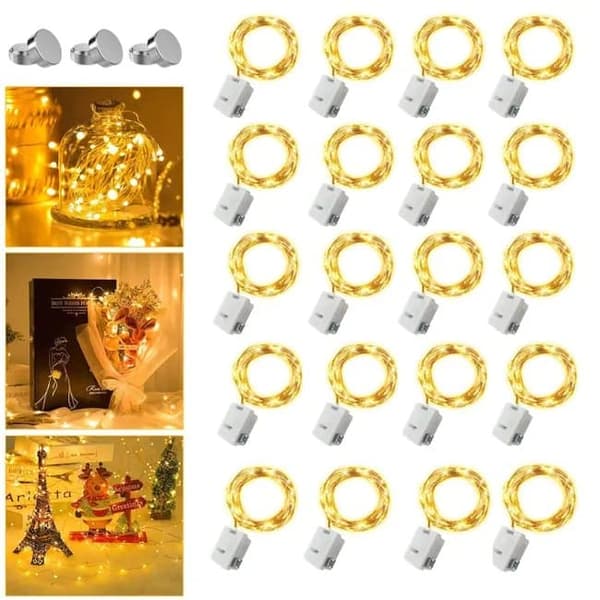 Lollanda 30 LED Ljusslinga 3 m, Dekorativa Ljus – batteridriven, Varmvit/Flerfärgad, Vattentät, 12/20-pack