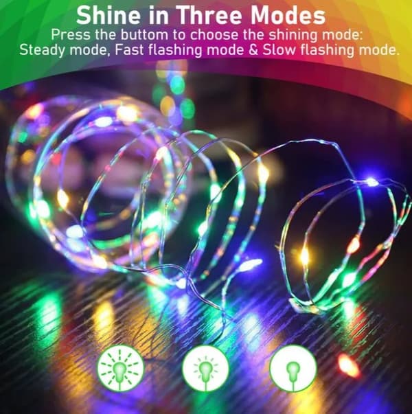 Lollanda 30 LED Ljusslinga 3 m, Dekorativa Ljus – batteridriven, Varmvit/Flerfärgad, Vattentät, 12/20-pack