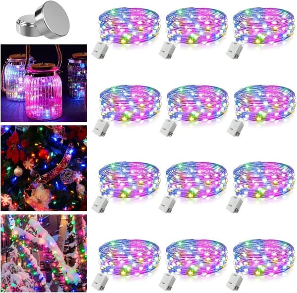 Lollanda 30 LED Ljusslinga 3 m, Dekorativa Ljus – batteridriven, Varmvit/Flerfärgad, Vattentät, 12/20-pack