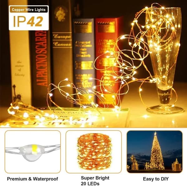 Lollanda 30 LED Ljusslinga 3 m, Dekorativa Ljus – batteridriven, Varmvit/Flerfärgad, Vattentät, 12/20-pack