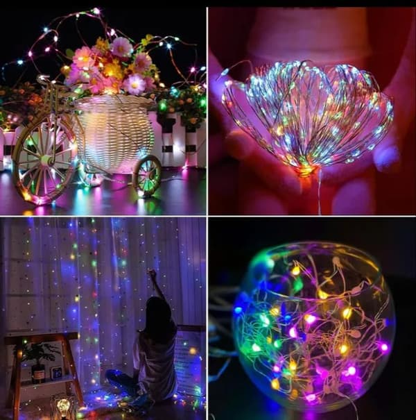 Moorle koristekynttilät, 30 LED-valosarjaa 3 m – paristokäyttöinen, lämmin valkoinen/monivärinen, vedenpitävä, 12 kpl pakkaus