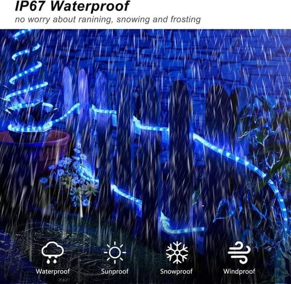 Lollanda Outdoor String Light 50 LED, paristokäyttöinen valonauha 5 m, IP67 vedenpitävä, kaukosäädin, 8 tilaa, terassille ja juhliin