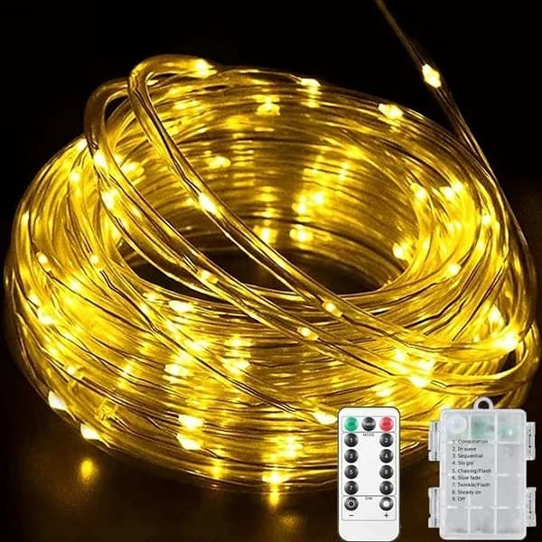 Lollanda Outdoor String Light 50 LED, paristokäyttöinen valonauha 5 m, IP67 vedenpitävä, kaukosäädin, 8 tilaa, terassille ja juhliin