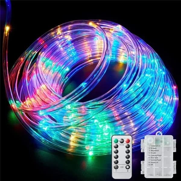 Lollanda Outdoor String Light 50 LED, paristokäyttöinen valonauha 5 m, IP67 vedenpitävä, kaukosäädin, 8 tilaa, terassille ja juhliin