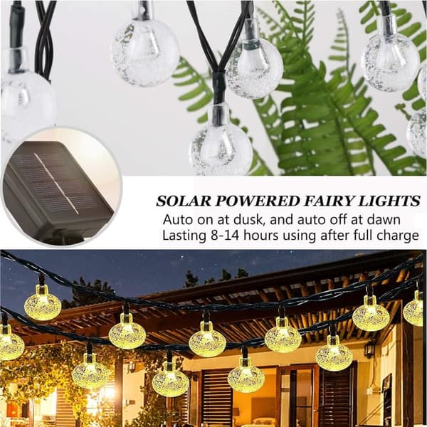 Lollanda Ljusslinga utomhus, ellsbelysning 22 m – 200 LED, Solcellsbelysning - IP65 Vattentät, 8 Lägen, för trädgård, camping och fester