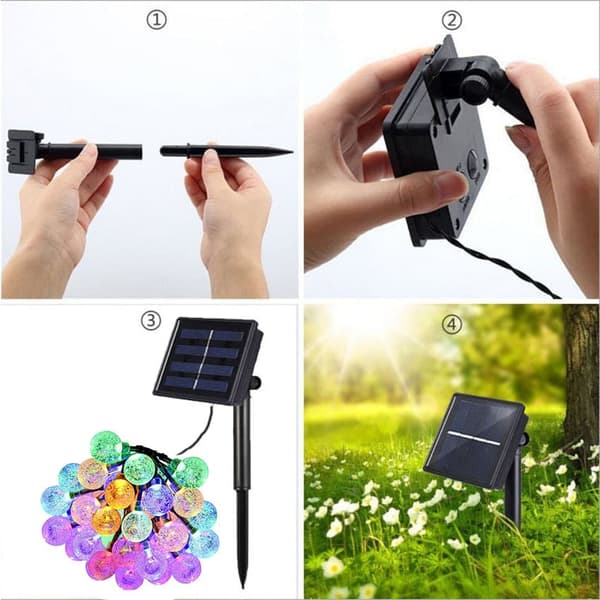 Lollanda Ljusslinga utomhus, ellsbelysning 22 m – 200 LED, Solcellsbelysning - IP65 Vattentät, 8 Lägen, för trädgård, camping och fester