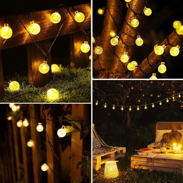 Lollanda Ljusslinga utomhus, ellsbelysning 22 m – 200 LED, Solcellsbelysning - IP65 Vattentät, 8 Lägen, för trädgård, camping och fester