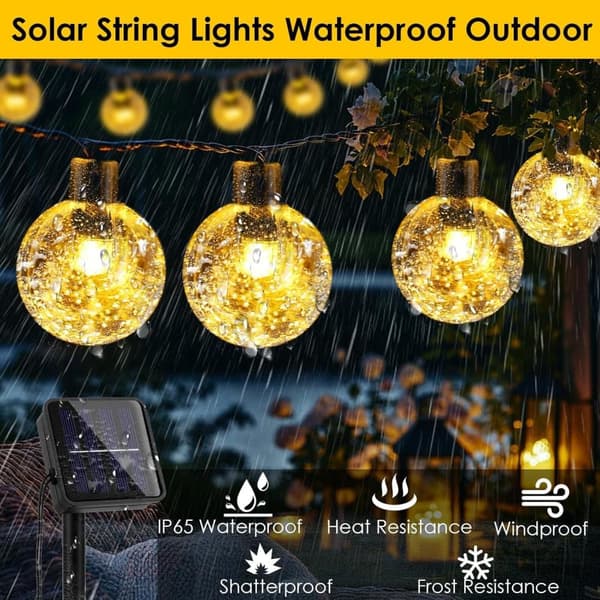 Lollanda Ljusslinga utomhus, ellsbelysning 22 m – 200 LED, Solcellsbelysning - IP65 Vattentät, 8 Lägen, för trädgård, camping och fester