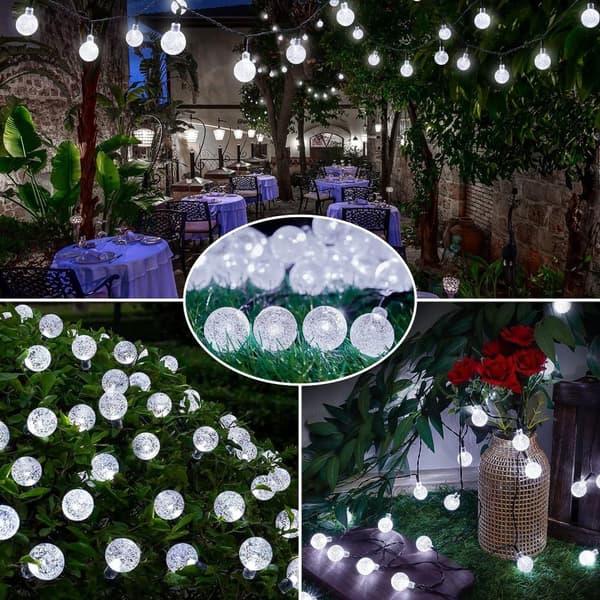 Lollanda Ljusslinga utomhus, ellsbelysning 22 m – 200 LED, Solcellsbelysning - IP65 Vattentät, 8 Lägen, för trädgård, camping och fester