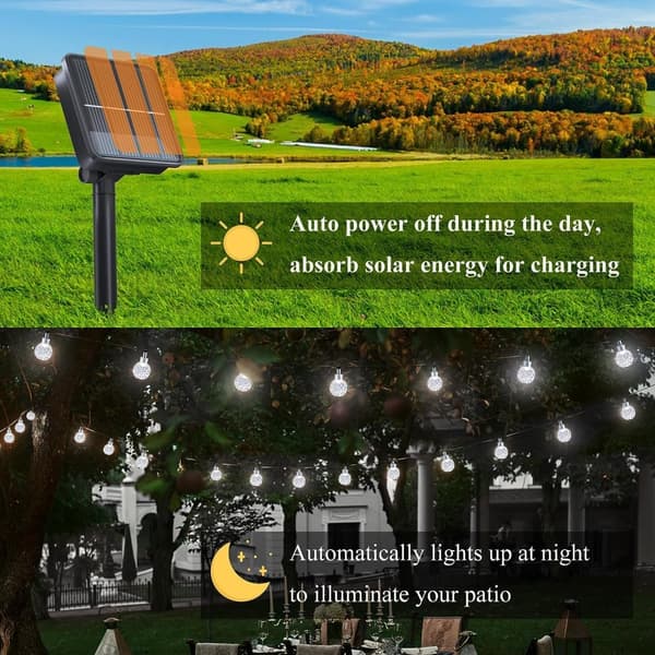 Lollanda Ljusslinga utomhus, ellsbelysning 22 m – 200 LED, Solcellsbelysning - IP65 Vattentät, 8 Lägen, för trädgård, camping och fester