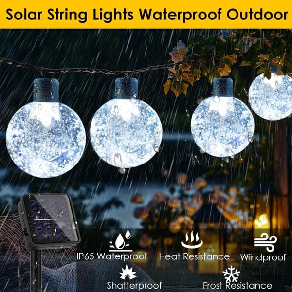 Lollanda Ljusslinga utomhus, ellsbelysning 22 m – 200 LED, Solcellsbelysning - IP65 Vattentät, 8 Lägen, för trädgård, camping och fester