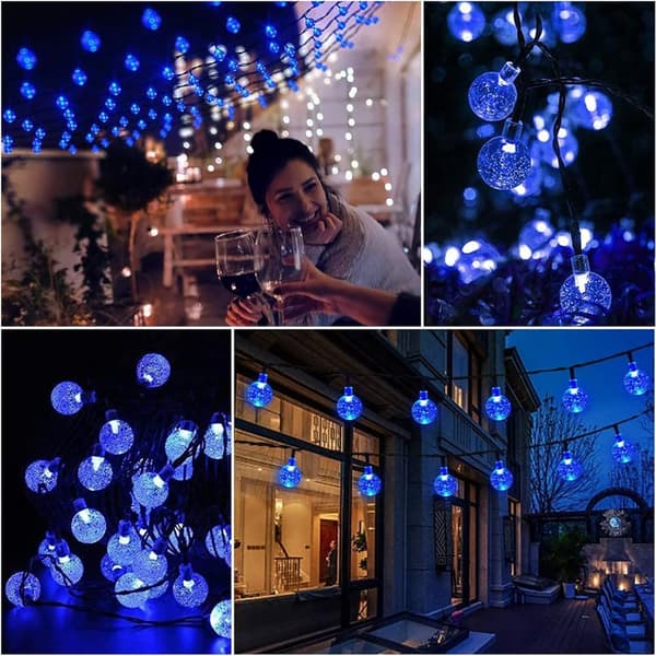 Lollanda Ljusslinga utomhus, ellsbelysning 22 m – 200 LED, Solcellsbelysning - IP65 Vattentät, 8 Lägen, för trädgård, camping och fester