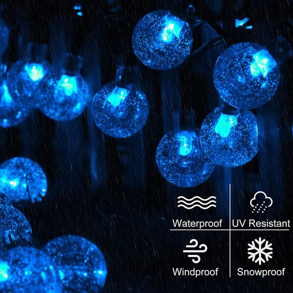Lollanda Ljusslinga utomhus, ellsbelysning 22 m – 200 LED, Solcellsbelysning - IP65 Vattentät, 8 Lägen, för trädgård, camping och fester