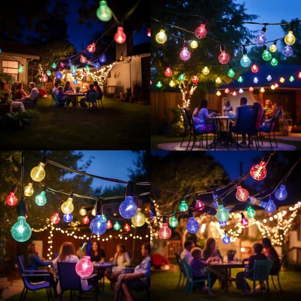 Lollanda Ljusslinga utomhus, ellsbelysning 22 m – 200 LED, Solcellsbelysning - IP65 Vattentät, 8 Lägen, för trädgård, camping och fester