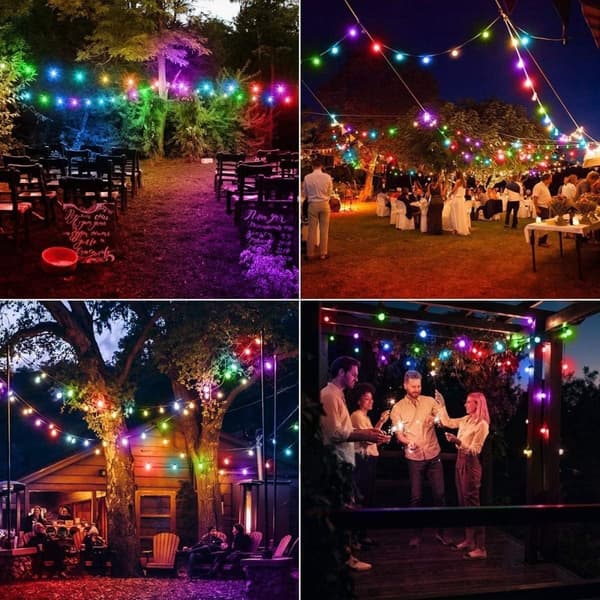 Lollanda Ljusslinga utomhus, ellsbelysning 22 m – 200 LED, Solcellsbelysning - IP65 Vattentät, 8 Lägen, för trädgård, camping och fester