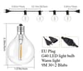 Miniatyrbillede 2 af 8: OBOSOE LED String Light Udendørs 30m – Vandtæt String Light med 104 G40 pærer til have og terrasse