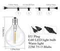 Miniatyrbillede 2 af 8: OBOSOE LED String Light Udendørs 30m – Vandtæt String Light med 104 G40 pærer til have og terrasse