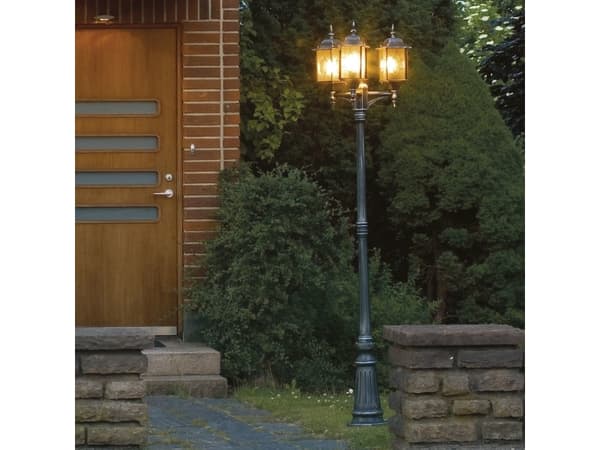 Konstsmide 7244-759, Svart, Gjuten aluminium, IP43, E27, 3 lampor, AC Svart