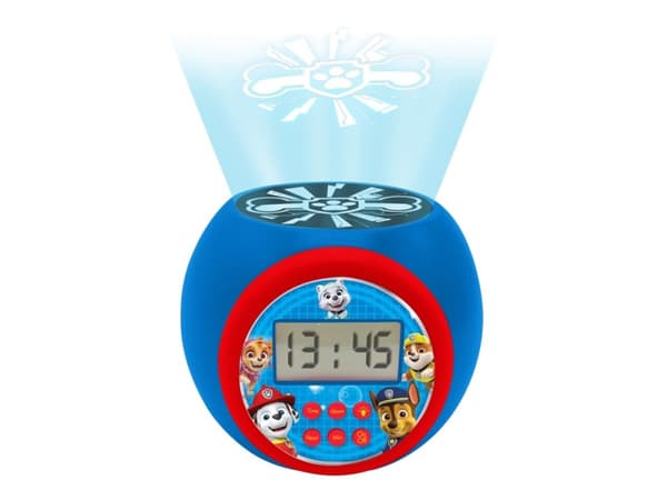 Lexibook Paw Patrol Marshall,Rubble,Chase,Stella and Everest Projector alarm clock with snooze function and alarm function, Digital alarm clock, Paw