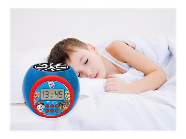Lexibook Paw Patrol Marshall,Rubble,Chase,Stella and Everest Projector alarm clock with snooze function and alarm function, Digital alarm clock, Paw