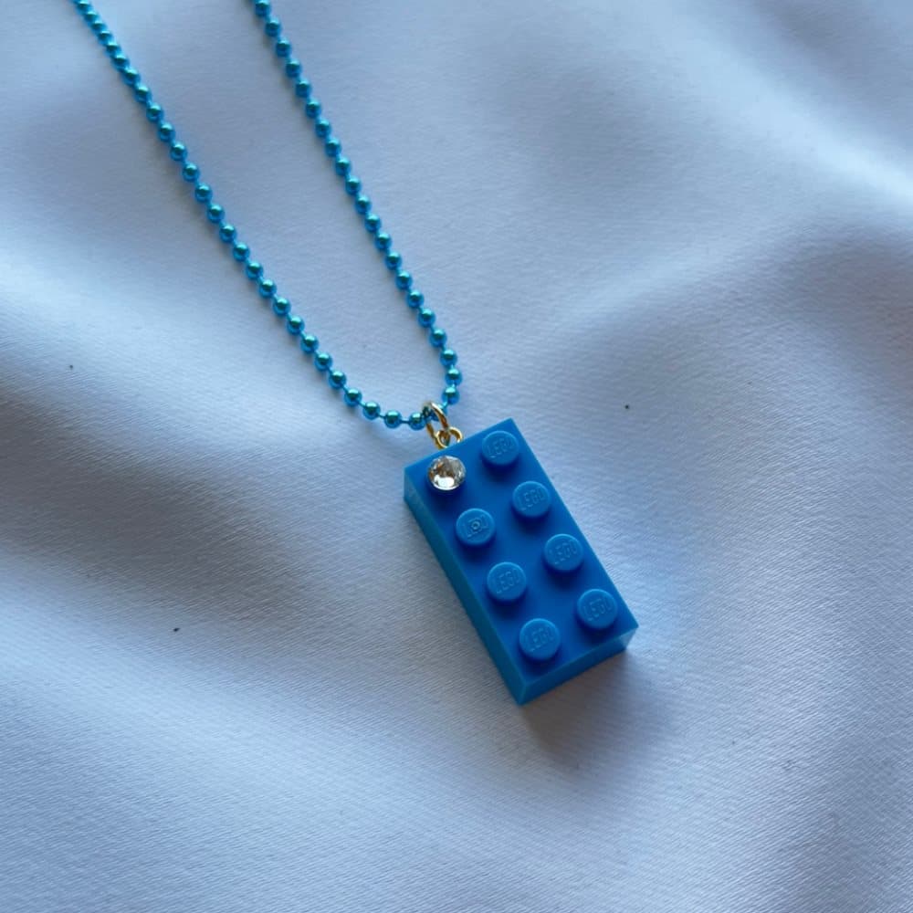 Halsband 2x4 med diamant Blå S005