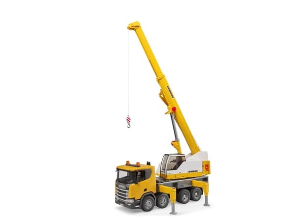 BRUDER SCANIA Super 560R Liebherr Crane Truck, Kran lastbil, 3 År, Acrylonitrilbutadienstyren, Sort, Hvid, Gul