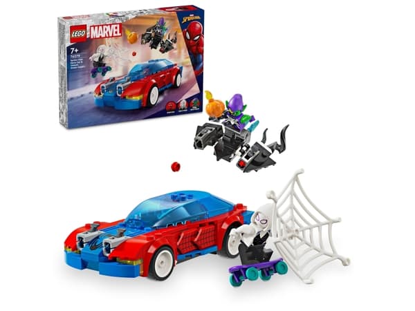 LEGO Super Heroes 76279 Spider-Manin kilpa-auto ja Venomin Vihreä Menninkäinen