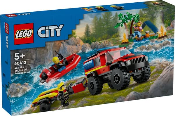 Firehjulsdrevet brannbil med redningsbåt LEGO® City (60412)